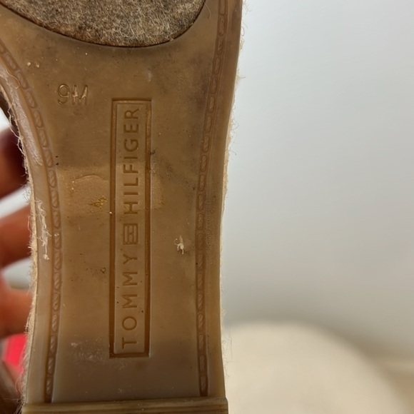 Tommy Hilfiger Pink and Tan Espadrille Wedge Sandals size 9. - Picture 10 of 11